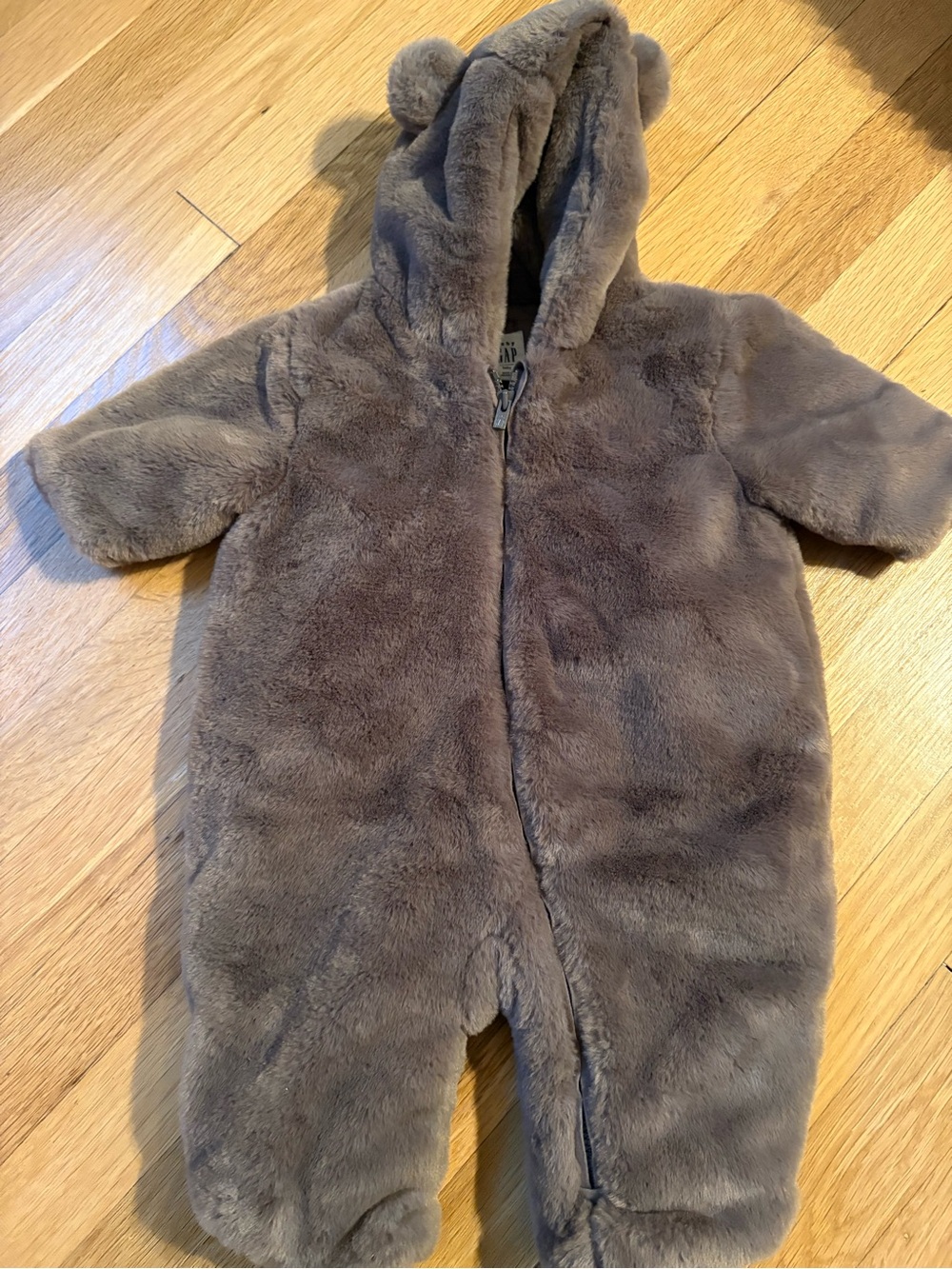 GAP Plush Bear Hooded One-Piece in Brown